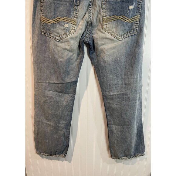 Rivet De Cru Jeans Men’s MAE RELAXED STRAIGHT Leg JEANS Distressed Faded 38x32 - Picture 5 of 16